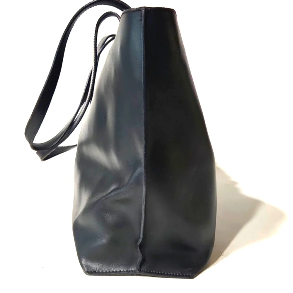 VTG Furla Authentic Black Leather X Large Tote Bag Satchel Made in Italy - Picture 9 of 15